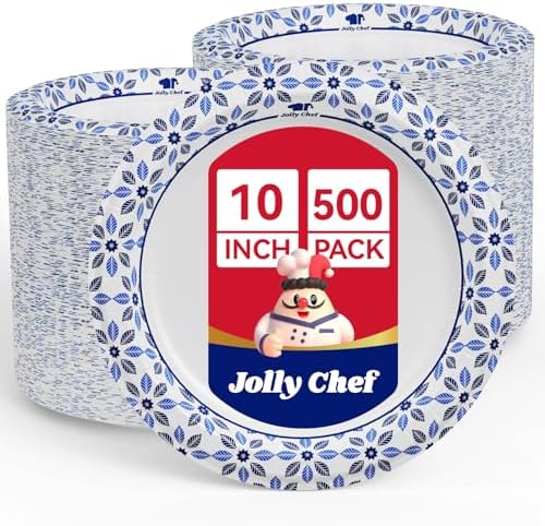 JOLLY CHEF 10 inch Disposable Paper Plates 500 Count
