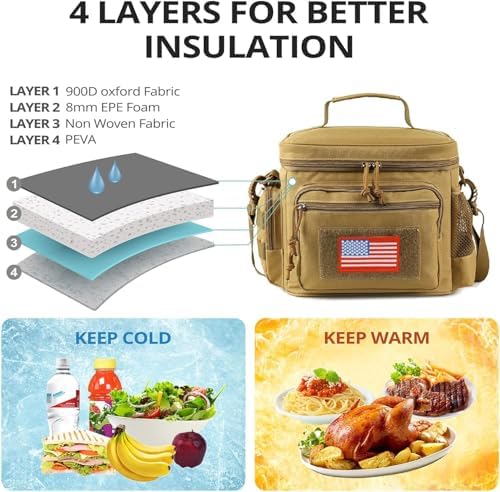 Lunch Box for Men, 12L Leakproof Tactical Lunch Bag Large Cooler for work