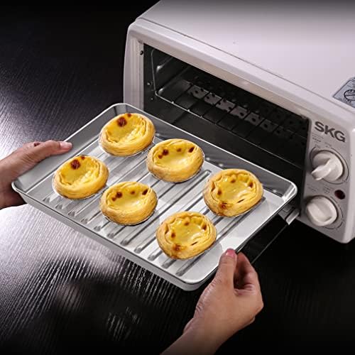 1/8 Baking Sheet Pan Cooling Rack Set, Stainless Steel 2 Pans + 2 Racks