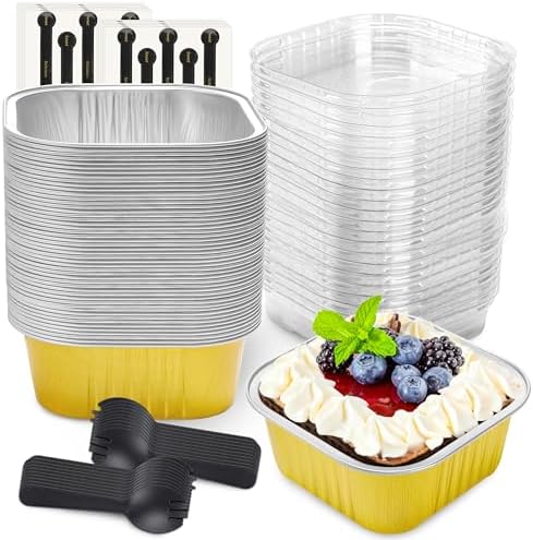 NPLUX Mini Halloween Baking Pans with Lids, 10oz 50 Pack for Home Bakers
