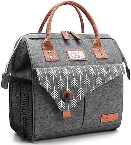 Lekesky Insulated Lunch Bag Portable Lunch Bag for Women-11L, Grey