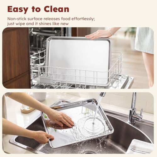 𝟒𝟏%𝟎𝐟𝐟 Baking Sheet Set of 3: Stainless Steel Cookie Sheets for Baking