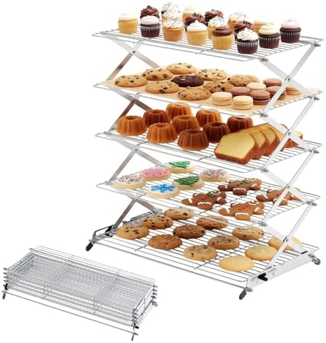 Novabright 5 Tier Collapsible Cooling Rack for Baking 16" x 10" Stainless