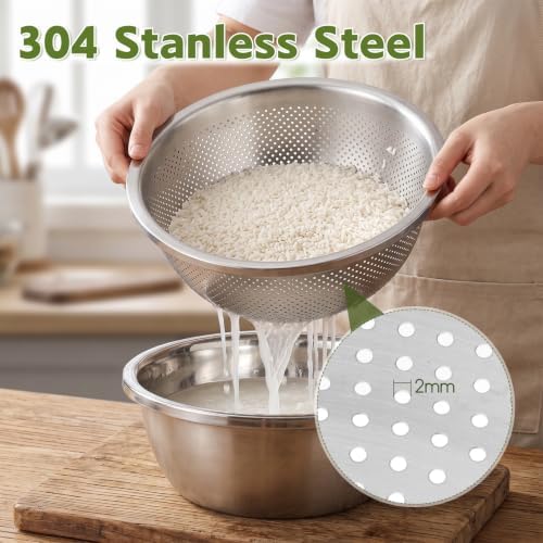 5QT Microporous Colander and Bowl Set 304 Stainless Steel Colander and Bowl