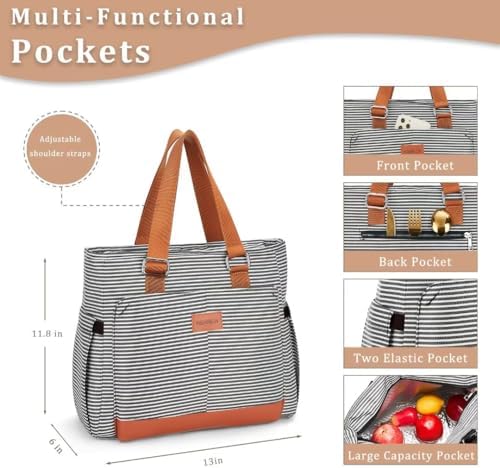 HSHRICH Insulated Lunch Bag Women - Large Tote Lunch Box For Work