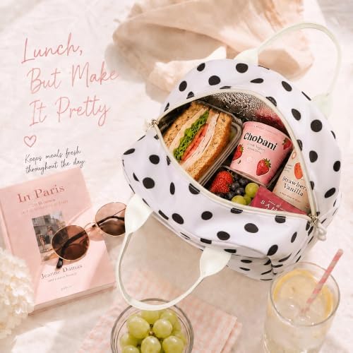 LOVELYWIND Lunch Box for Women, Polka Dot Lunch Bag, Insulated Lunch Tote