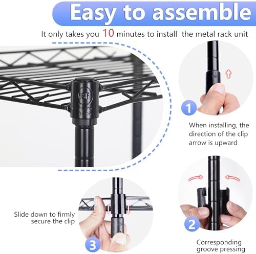 BestOffice | 6-Tier Wire Shelf | 17" x 12" x 64" | Black