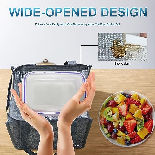 iknoe 9L Insulated Lunch Bag for Men & Women, Leak-Resistant Plaingrey