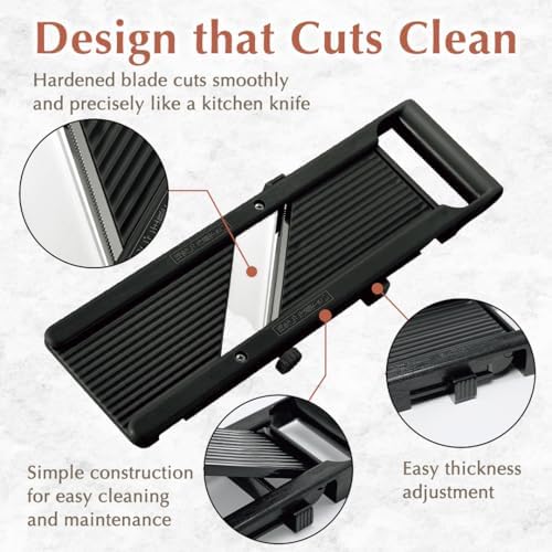 TIKUSAN SAMURAI Slicer Japanese Mandoline Vegetable Slicer Made in Japan Adjustable Slice Thickness Stainless Steel Blade (Wide)