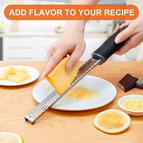 Kaishun Stainless Steel Zester Grater for Lemon, Lime & Cheese, Black