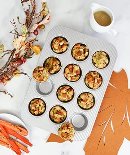 USA Pan Bakeware Muffin Pan, 12-Well, Set of 2, Aluminized Steel (Pack of 3)