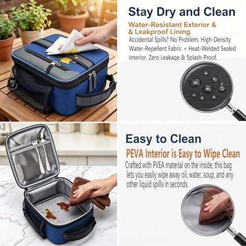 Lunch Box Insulated Lunch bag for Men Teen Kids Boys Adult Portable Stylish Small Lunchbox Special Design for Working Office school Picnic (Blue 6L(Without Shoulder Straps))
