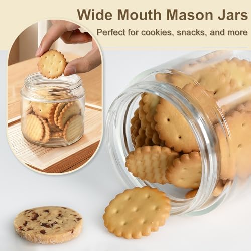 Overnight Oats Containers with Lids, 10oz Wide Mouth Mason Jars with Lids, 3 Pack Glass Jars with Airtight lid for Chia Pudding Yogurt Salad, Meal Prer Oatmeal Jars, Yellow