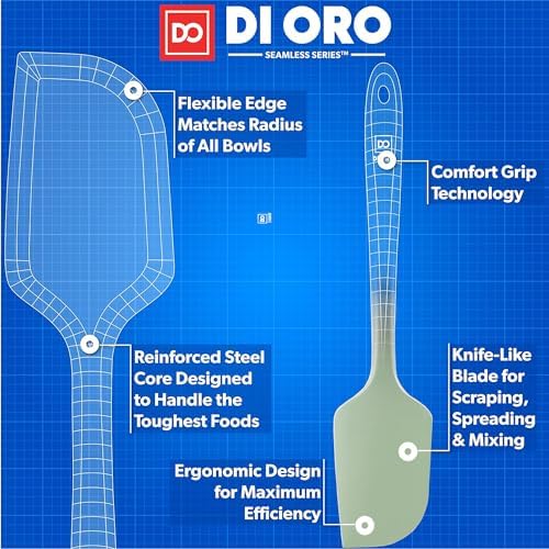 DI ORO Large Silicone Spatula - 600F Heat Resistant, Sage