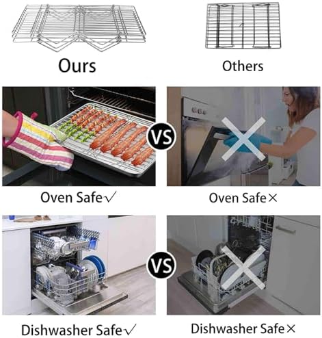 TeamFar Cooling Rack, 3 Tier 15" x 10" Stainless Steel Baking Roasting Rack