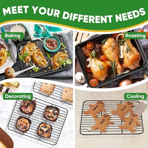 P&P CHEF Nonstick Baking Oven Pan with Rack for Cookie, 9.3 x 7 Inch