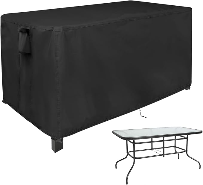 Outdoor Dining Table Cover, 56inch Patio Dining Table Cover Waterproof for 6 Person Dining Table,Outdoor Furniture,Stainless Steel/Metal Table-56"L x 32"W x 28"H