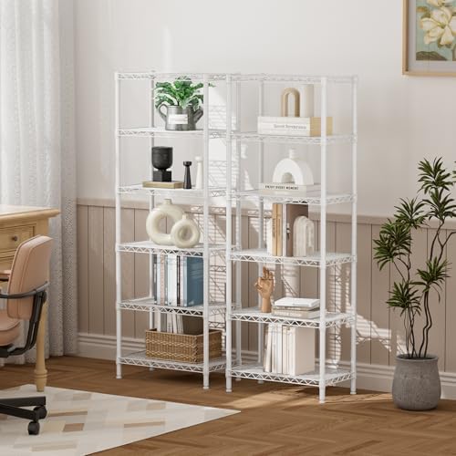 SINGAYE 6 Metal Shelves Wire Shelving Storage Shelf Adjustable Unit Pantry