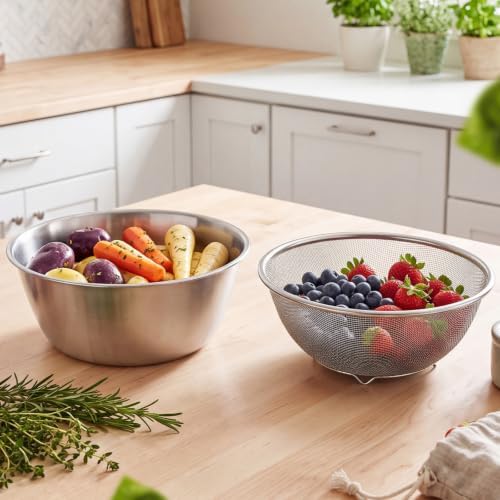 Baderke Mini Colander Strainer, 7.09 x 2.95 Inches, Round, 2 Pcs