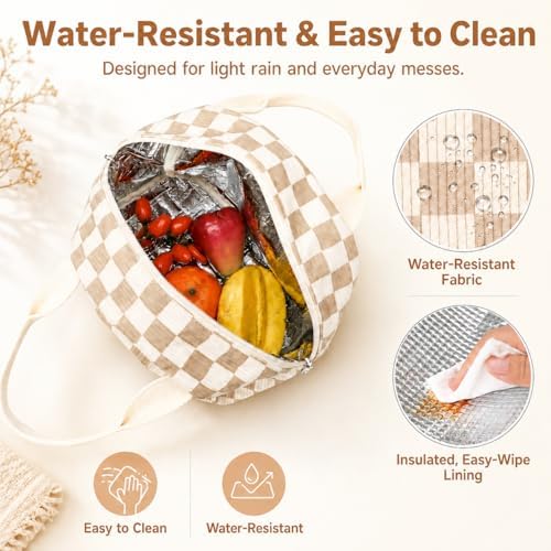 Bluboon Lunch Bag for Women Men Cute Corduroy Lunch Tote Bags Reusable Insulated Lunch Box Large Capacity Reusable Insulated Cooler for Work Picnic or Travel