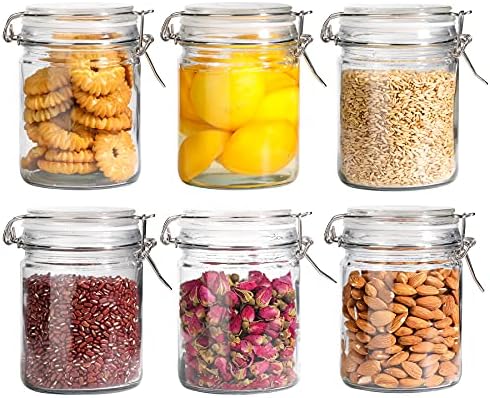 ComSaf 25 oz Glass Jars with Airtight Lids 6 Pack Pantry Coffee Canisters