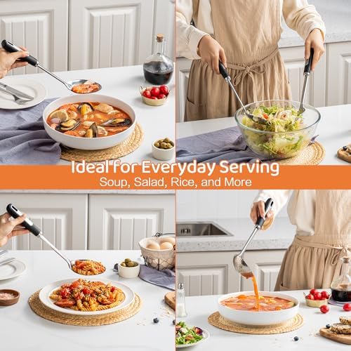 Stainless Steel Serving Spoon Set with Heat-Resistant Handles,3-Piece