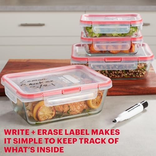 Pyrex Freshlock (4-Pack) Mixed Sized Glass Food Storage Containers Set