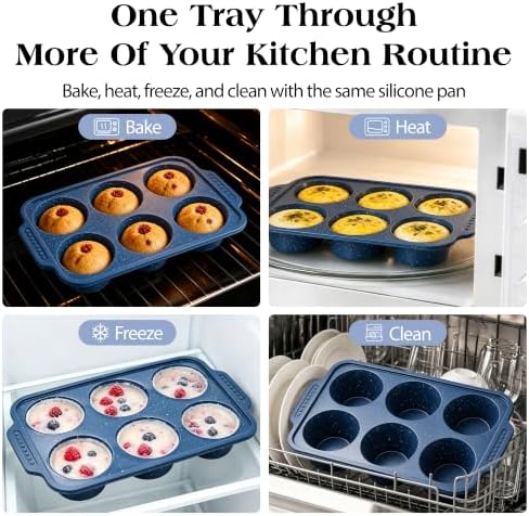 Silicone Muffin Pans for Baking with Metal Reinforced Frame