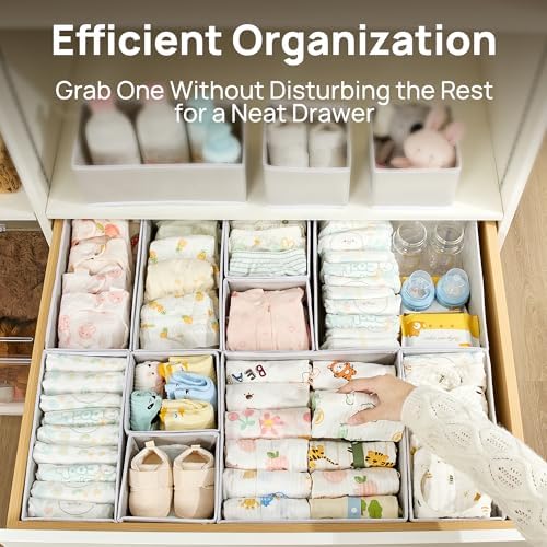 Vtopmart 18 Pack Baby Clothes Organizer, Foldable Fabric Drawer Bins