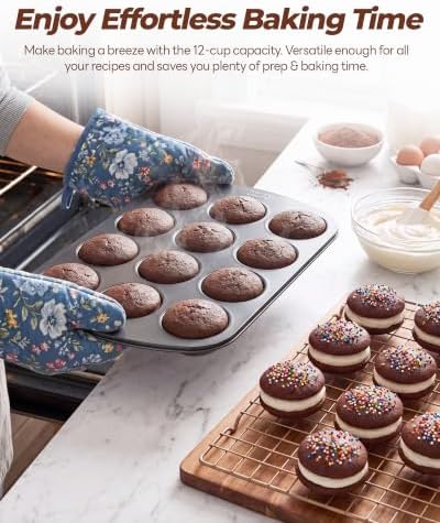 Bake Choice Muffin Top Pan, 12 Cavity Baking Pan for Muffin Tops, Non-Stick