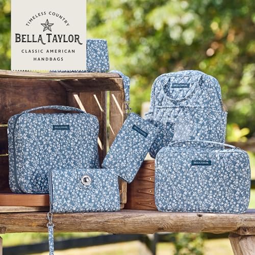 Bella Taylor Lunch Tote, Quilted Lunch Bag, Heritage Blue Floral