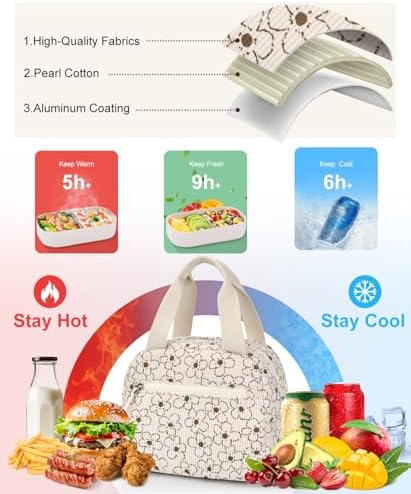 Lunch Bag for Women, Corduroy Small Insulated Lunch Box