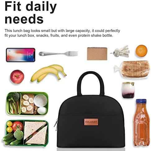 BALORAY Lunch Bag for Women Men Adult Lunch Box (Solid black), L