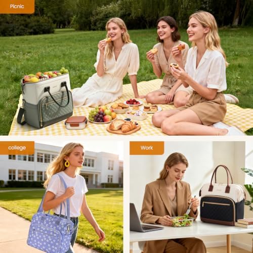 LOVEVOOK Lunch Bag Women, Insulated Lunch Box for Women with Cup Holder