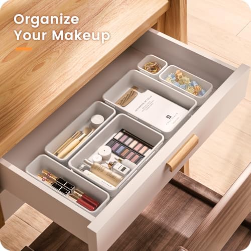 A-LuGei 【Military Grade】 Drawer Organizer for Vanity Bathroom Makeup Desk
