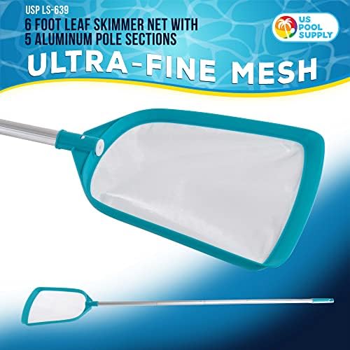 U.S. Pool Supply Professional Swimming Pool 6 Foot Leaf Skimmer Net with 5