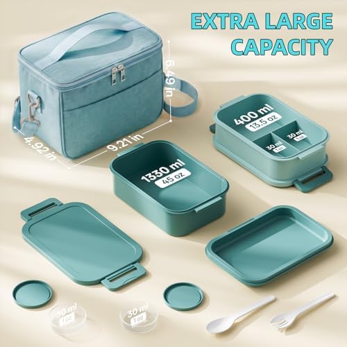 Jelife Bento Box Adult Lunch Box with Lunch Bag for Men Women