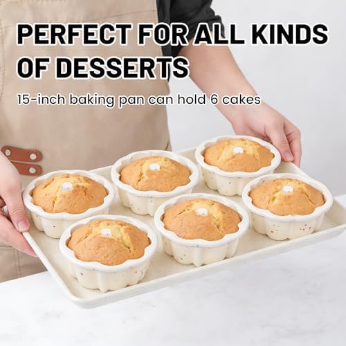 Vinino 4 Inch Silicone Fluted Tube Cake Pan with Reinforced Frame, 12-Pack