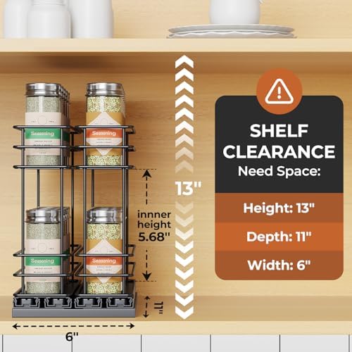 Mystozer Pull Out Spice Rack Organizer for Cabinet, Slide Out Spice Racks