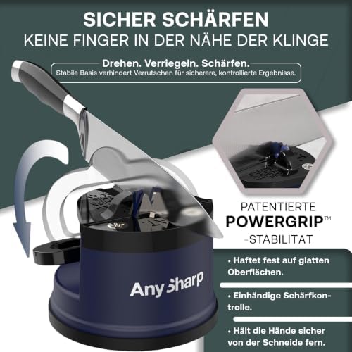 AnySharp – Editions – Easy to Use, Hands Free Knife Sharpener - Navy