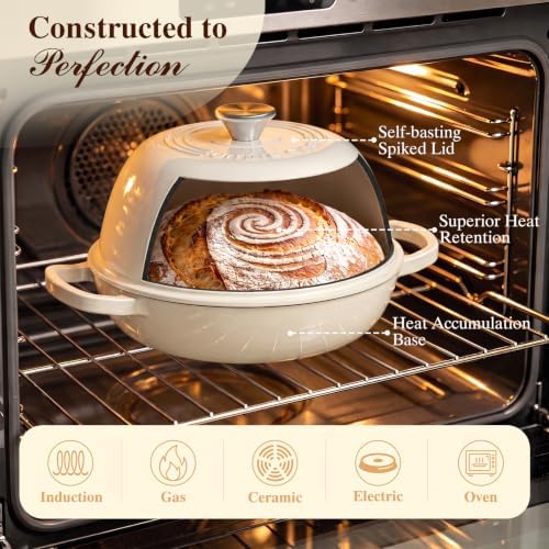 Umite Chef 6QT Enameled Cast Iron Dutch Oven for Bread Baking