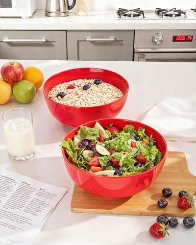 Hioasis 8 Pack Red Serving Bowls for Pool Party