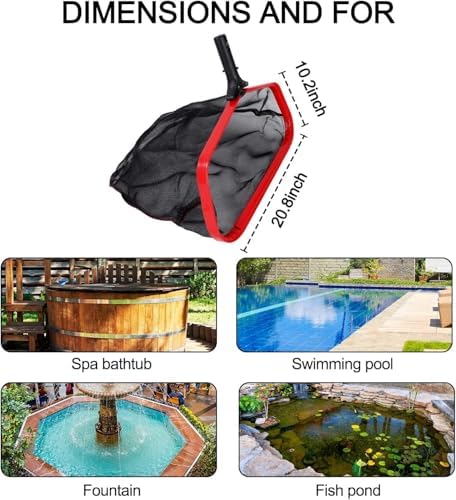 Pool Net, Heavy Duty 19.5" Swimming Pool & Spa Skimmer Net, Pool Leaves Cleaning Tool with Strong Reinforced Aluminum Frame Handle, Deep Net Bag Easy to Clean Bugs, Debris, Leaves