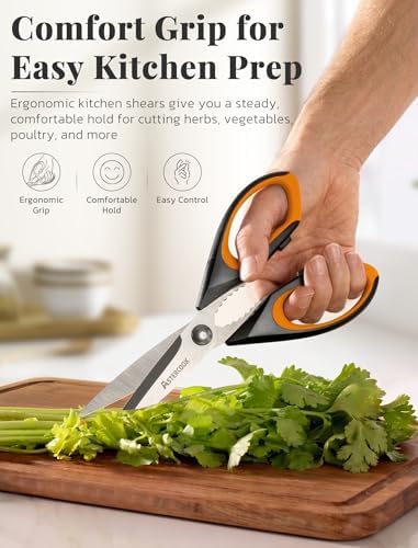 Astercook Kitchen Scissors, 3-Pack Heavy Duty Kitchen Shears with Stainless Steel Blades for Meat, Poultry, Herbs, Vegetables and Packaging, Dishwasher Safe