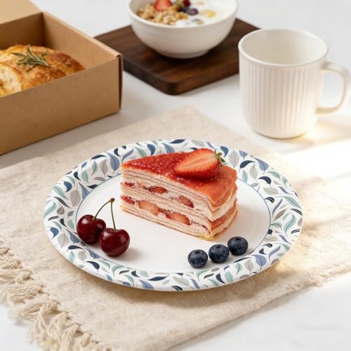 OuMuaMua 10 Inch Paper Plates, 150 Count Disposable Paper Plates
