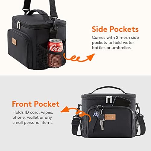 Lifewit Reusable Insulated Lunch Bag, Portable Cooler Freezable Soft Lunchbox Leakproof with Adjustable Shoulder Strap for Men Women Adult for Work Picnic or Travel, 9L 12 Can, Black
