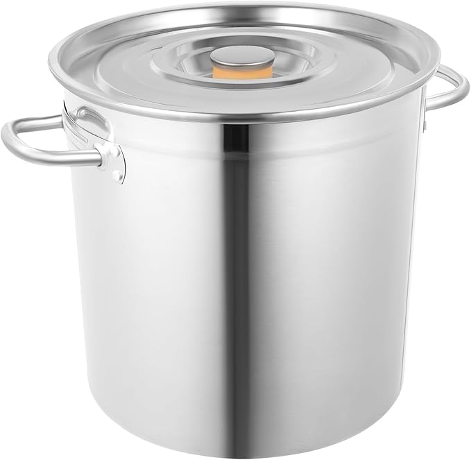 30 Quart 35L Commercial Grade Stockpot 201 Stainless Steel Stockpot Heavy-Duty Canning Pot Soup Pot Induction Pot with Lid and Riveted Handles for Soup Seafood Stock Canning Silver