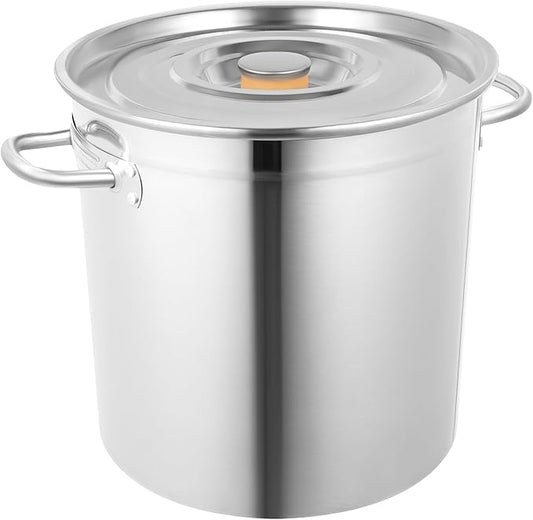 30 Quart 35L Commercial Grade Stockpot 201 Stainless Steel Stockpot Heavy-Duty Canning Pot Soup Pot Induction Pot with Lid and Riveted Handles for Soup Seafood Stock Canning Silver