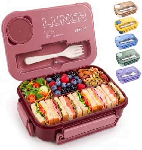 Bento Box Adult Lunch Box, Lunch Containers for Adults 44.5 Oz/5 Cup, Pink