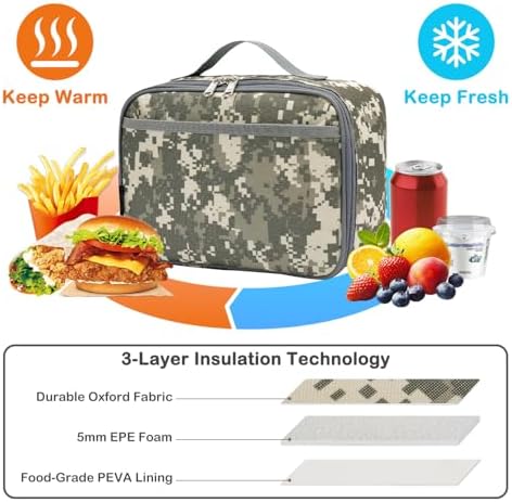 FlowFly Kids Lunch box Insulated Soft Bag Mini Cooler Back to School Thermal Meal Tote Kit for Girls, Boys, Digital
